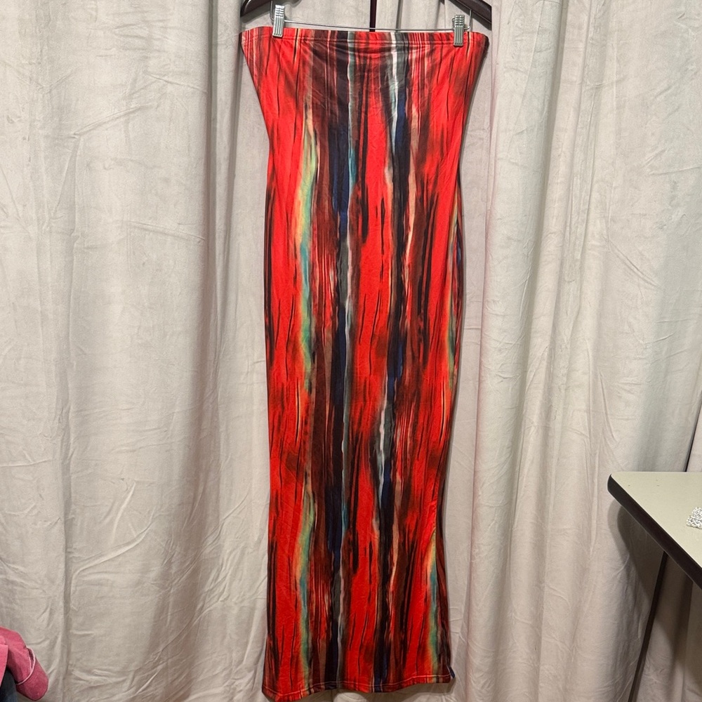 Stylish Red Multicolor Women's Maxi Dress